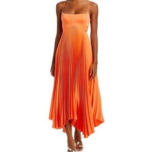 Orange Pleated Dress